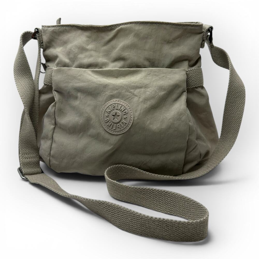 Kipling Addison Small Crossbody Bag Grey/Sage Nylon Adjustable Strap Neutral